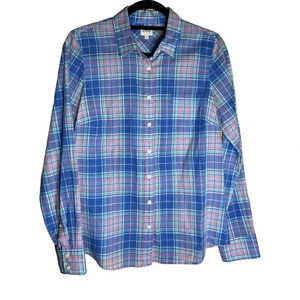J. Crew The Perfect Shirt Pink & Blue Plaid Button Down Size Small 100% Cotton